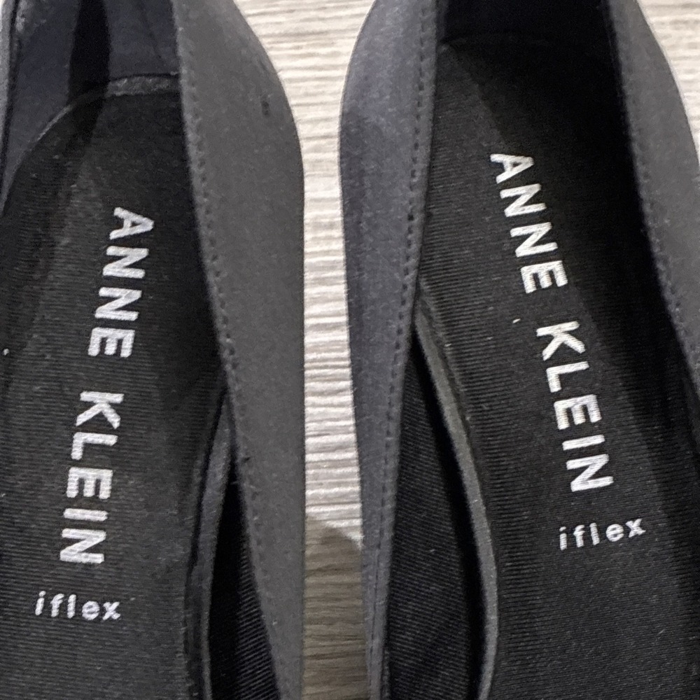 Anne Klein Iflex Rhinestone Embellished Satin High Heel Dress Pumps Sz 8 In Blk - Picture 4 of 10